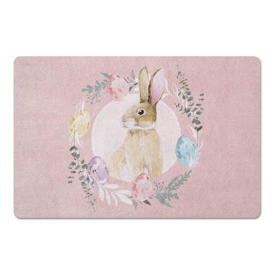 Rabbit Easter Wreath 18&#x22; x 27&#x22; Floor Mat